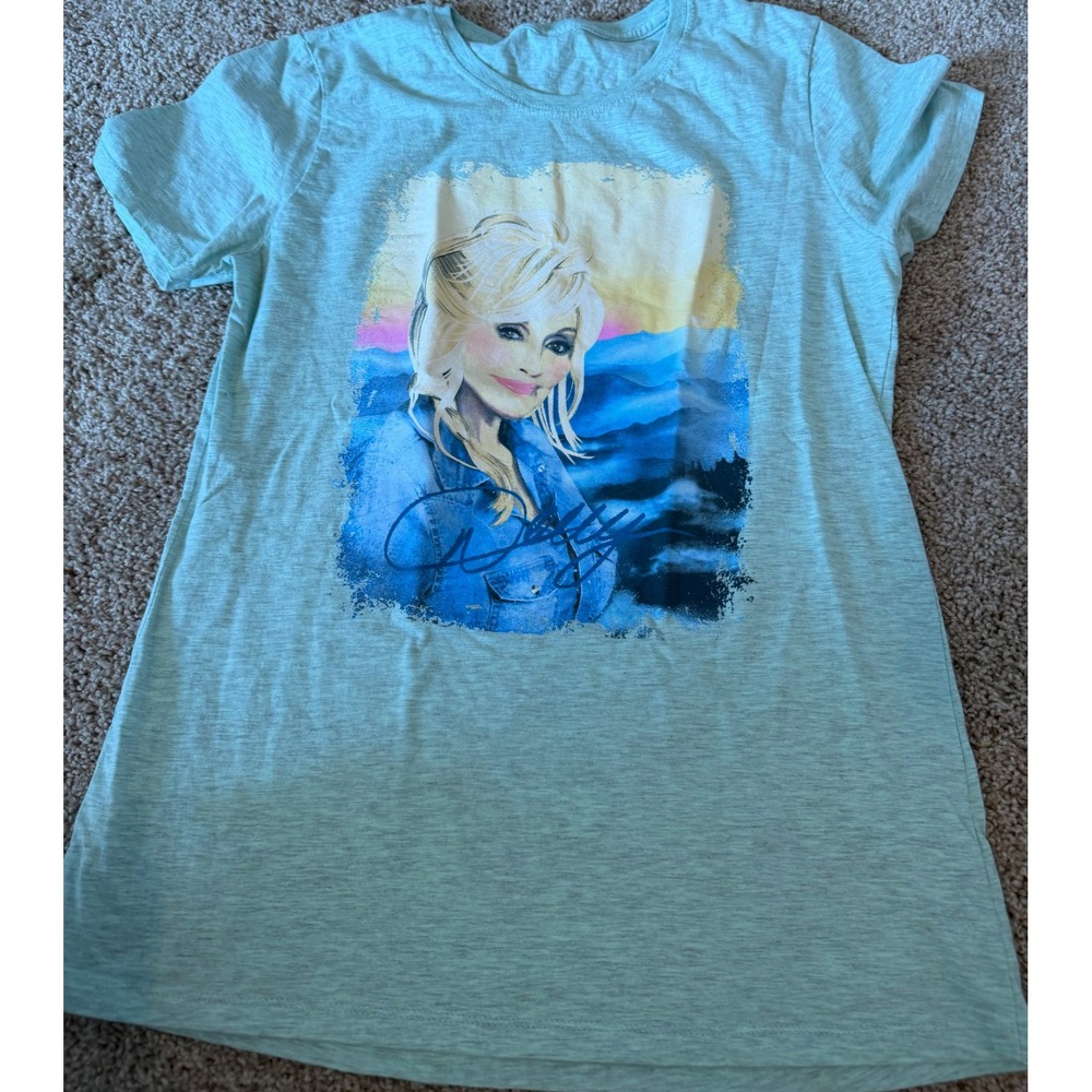 Dolly Parton Graphic Tee Womens Light Teal Heather Short Sleeve T-Shirt small